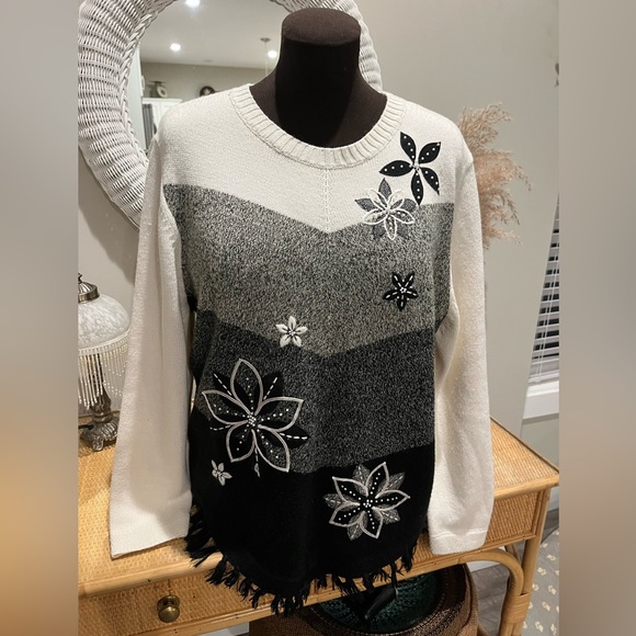 Alfred Dunner knit & beaded wool blend sweater - Picture 1 of 8